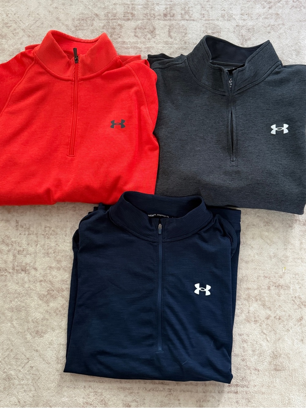 Lot of 3 Under Armour Mens 1/4 Zip Pullovers - XL - Golf ColdGear Storm1